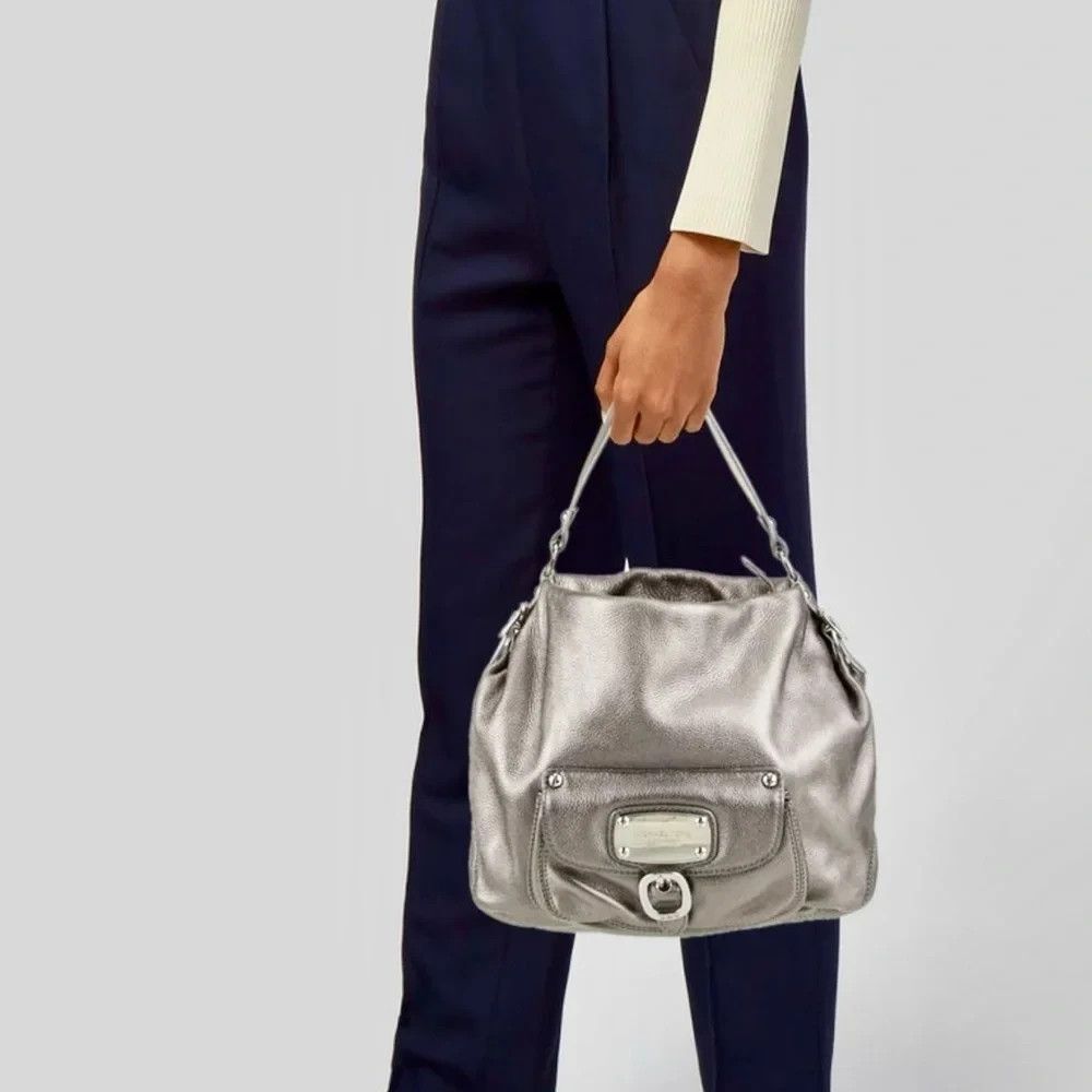 Michael Kors Gray Metallic Leather Shoulder/Satchel Bag NWT